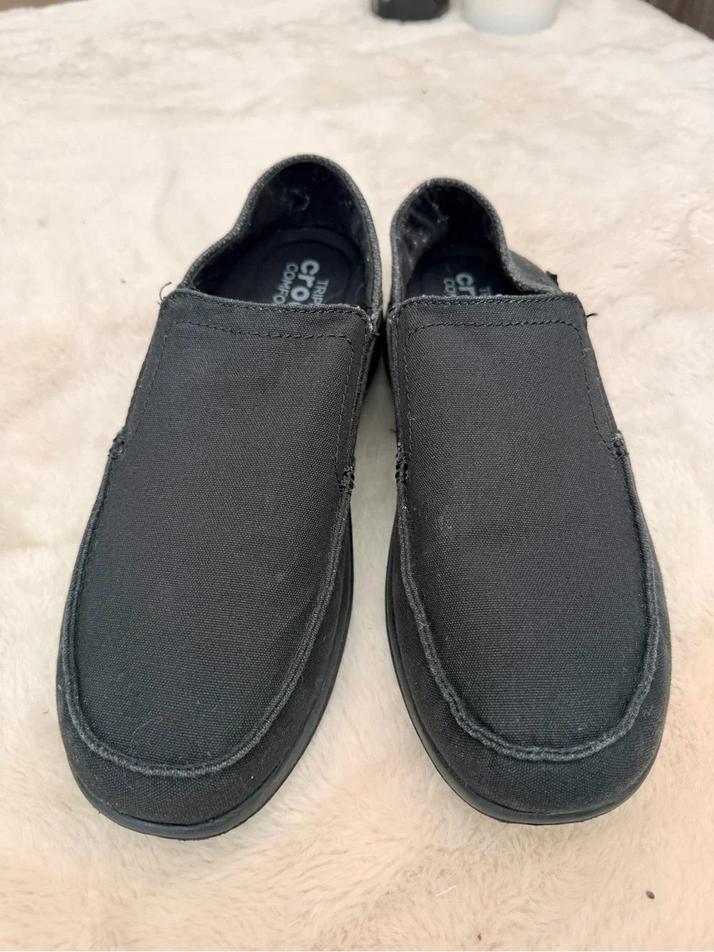 CROCS Men's Black Slip-On Canvas Loafers Size 10